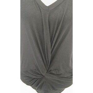 Dolan T-Shirt Womens Small Black V-Neck Twist Knot Sleeveless Slub Knit Top USA